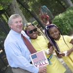FREEDOM Y'ALL. Montgomery Mayor Todd Strange takes a quick pic with kids at Military Appreciation Day at Montgomery Zoo.